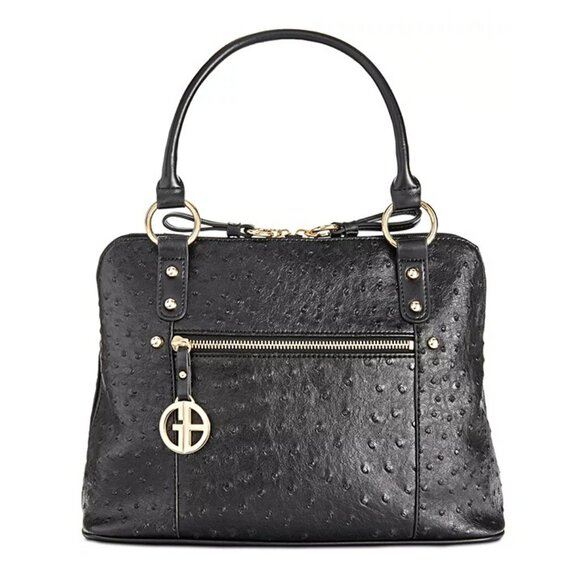 Giani Bernini Women's Ostrich-Embossed Dome Satchel in Black (MSRP $130) - Picture 1 of 9